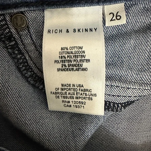 Rich & Skinny Jeans Size 26 Side Panels, Skinny Fit - Picture 3 of 3